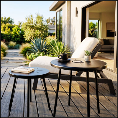 Ensemble de 2 tables d'appoint à énergie solaire avec lumière DEL, parfaites pour une utilisation intérieure et extérieure, ensemble de tables de bout gigognes