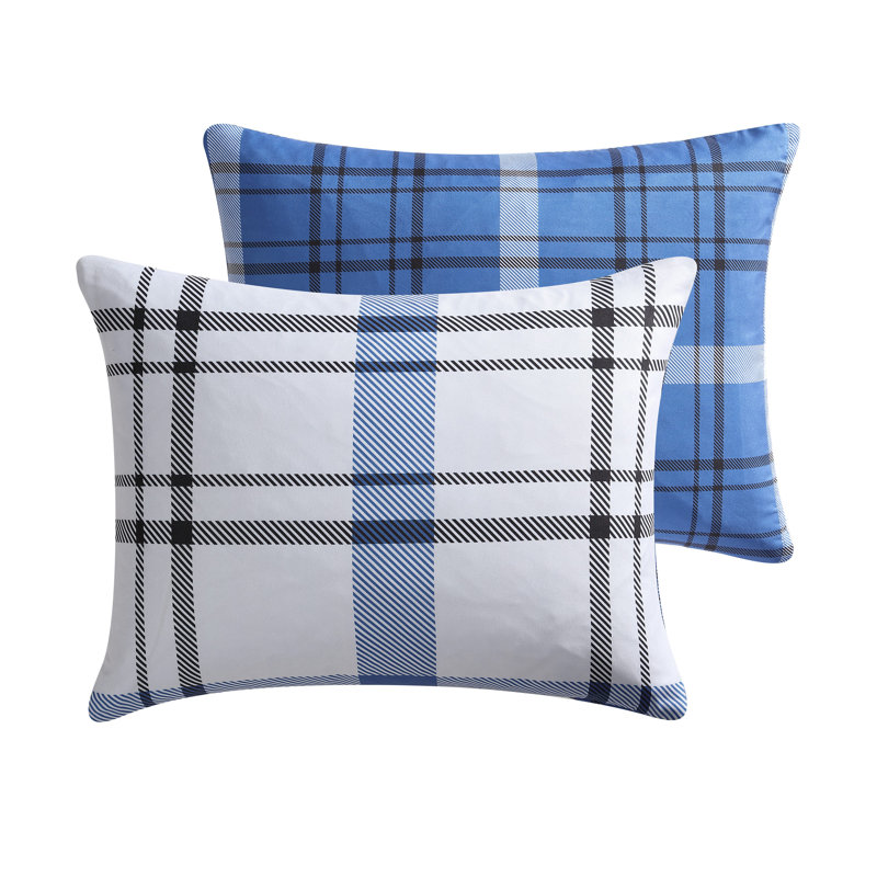 Peri Plaid Reversible Bed in a Bag Comforter Set, Blue, Full Comforter + 6 Additional Pieces