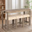 Ensemble de table de bar 4 pièces avec prise de courant, ensemble de table de bar avec chaises, table de bar avec tabourets, table de canapé avec 3 tabourets rembourrés-2018304785