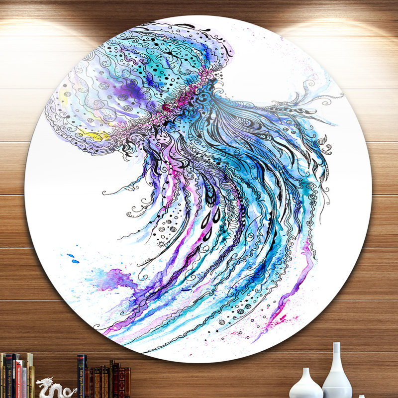 « gelée fish aquarelle », reproduction d’art sur métal, H 38 po x l 38 po x P 1 po