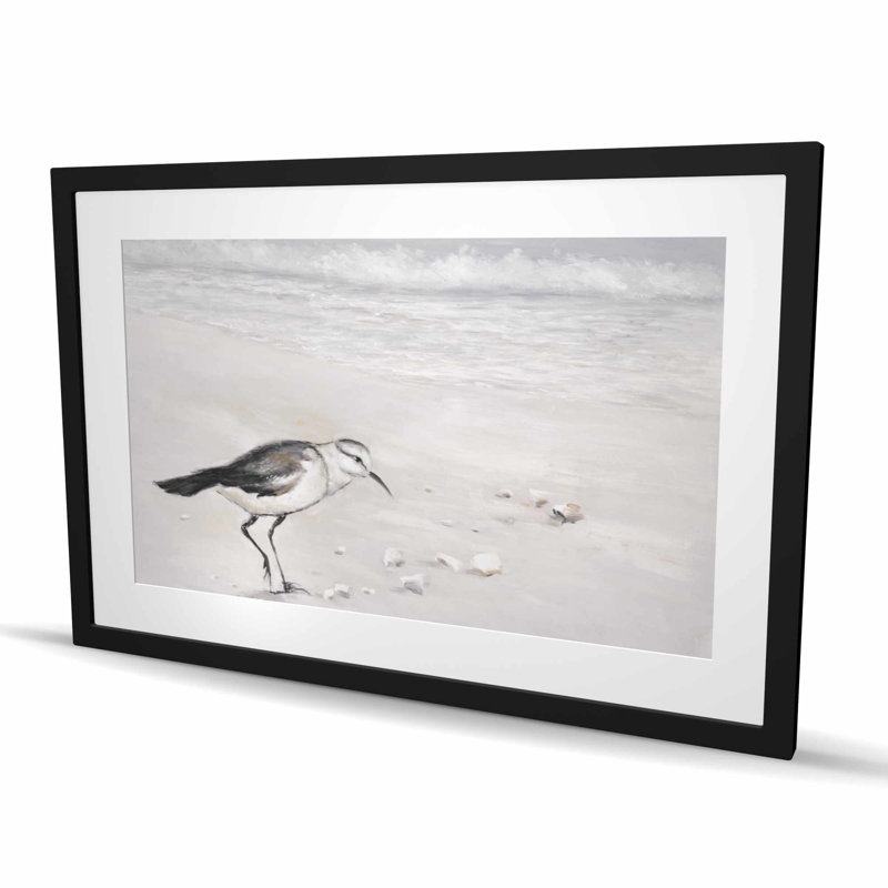 Bécasseau semipalmé - décor bord de mer mat, Blanc / beige, H 24 po x l 36 po, Noir