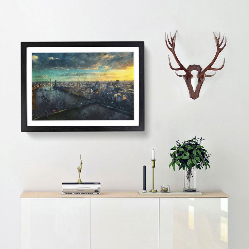 Big Ben & The London Skyline Framed Print, 36cm H x 48cm W x 2cm D, Black Framed
