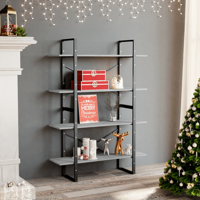 Bibliothèque Canne en bois d'ingénierie, Gris, (5 tablettes) H 68,9 po x l 39,4 po x P 11,8 po