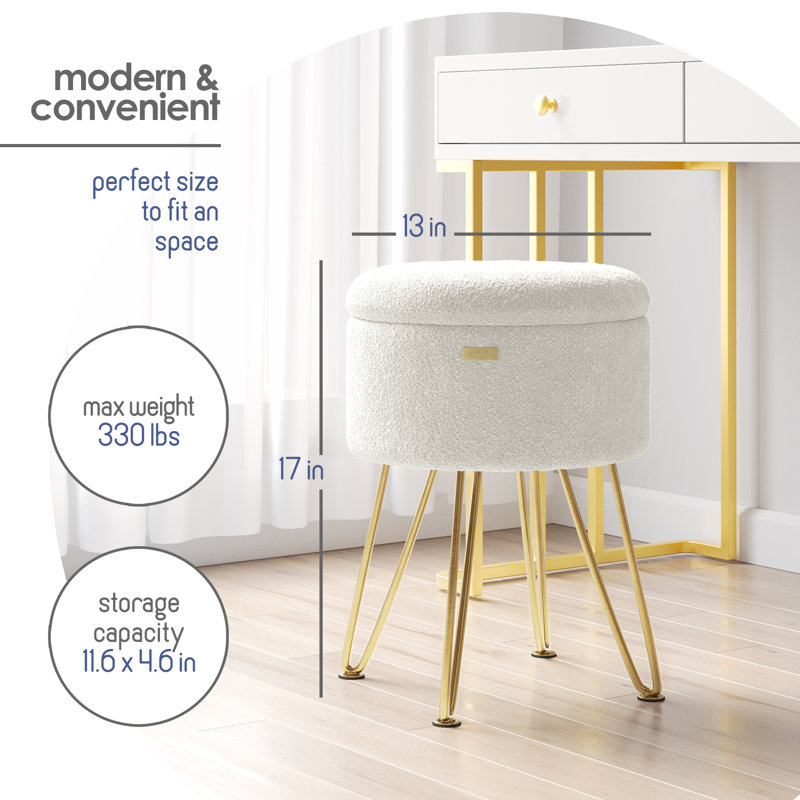 Table d'appoint moderne avec rangement, Doré, Boucle blanche 