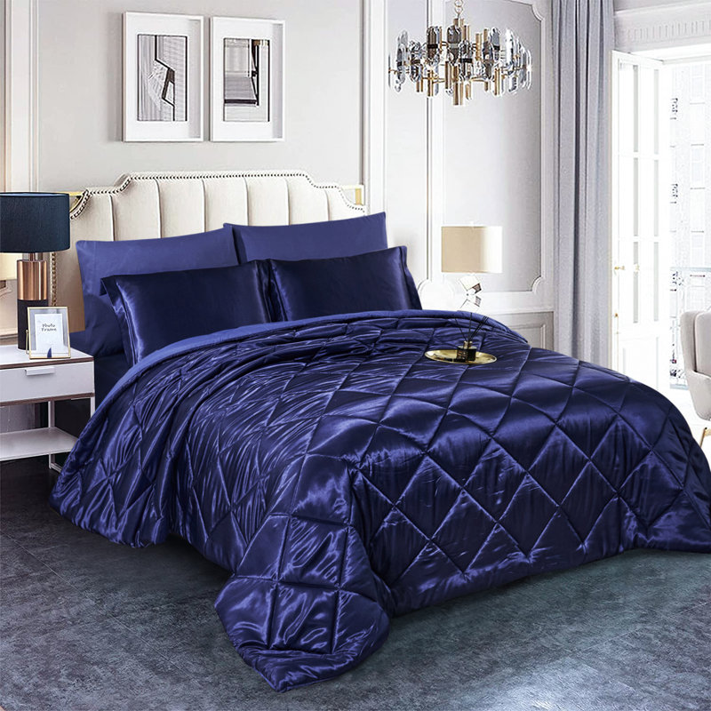 Channel Comforter, Navy, Queen Comforter + 8 Additional Pieces