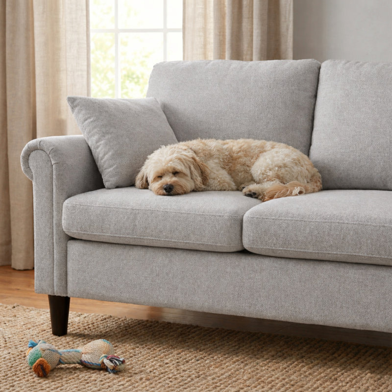 Canapé rembourré, Gris, H 34,6 po x l 54 po x P 30,3 po