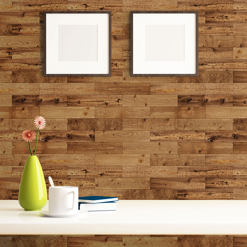 Danton Wood Removable Peel and Stick Wallpaper Panel, Brown, 4' L x 2' W