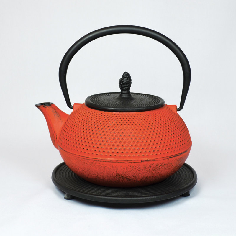 Cloelia 1.2 L Stovetop Safe Teapot, Orange/Black