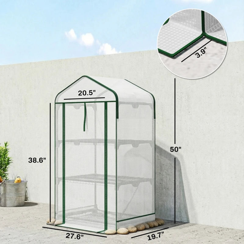 Petite serre portative, mini serre, 50" H x 27.6" W x 19.7" D, White