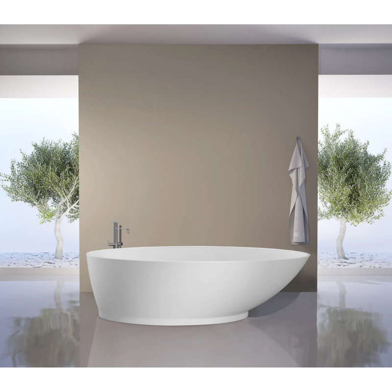 Gateway 70'' x 32'' Soaking Solid Surface Bathtub, Matte Black, Matte White