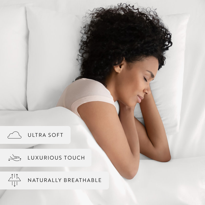 Ensemble de housse de couette en satin de coton rétro délavé à longues fibres, Blanc