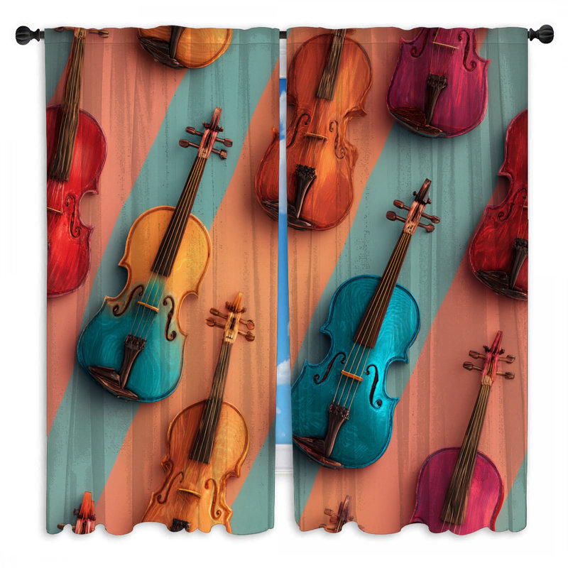 Rideaux obscurcissant et obscurcissant Violins Music - 2 panneaux, 20in x 50in - 2 panels, Obscurcissement de chambre