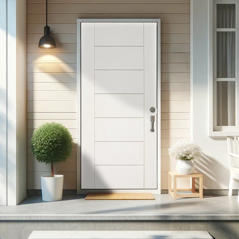 Modern Exterior Front Entry Door Slab Door Slab Only, White