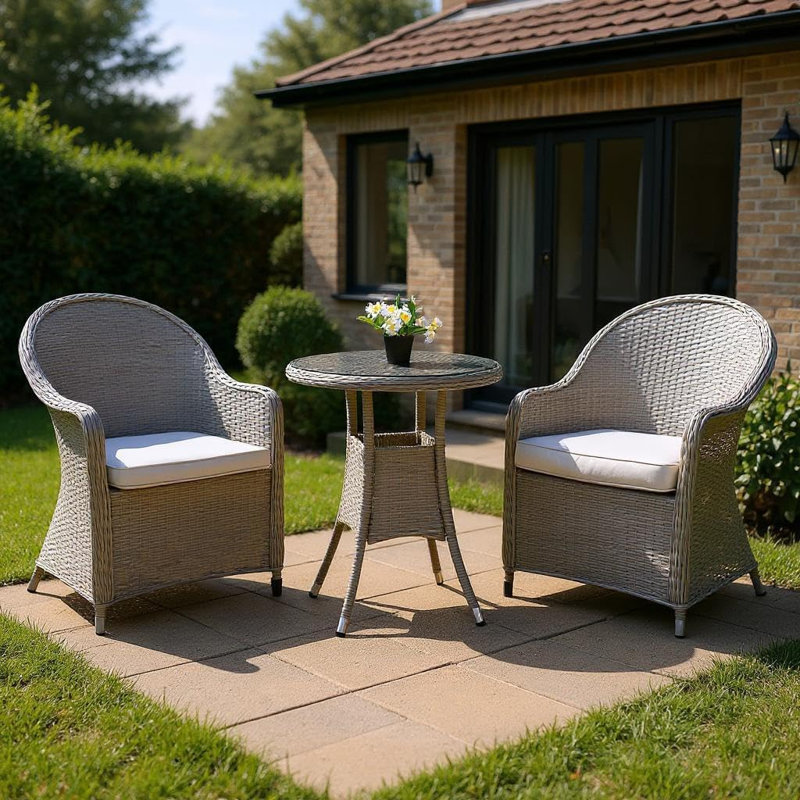 Shatchi Patio Dining Set with, 70cm H x 60cm W x 60cm D, 2