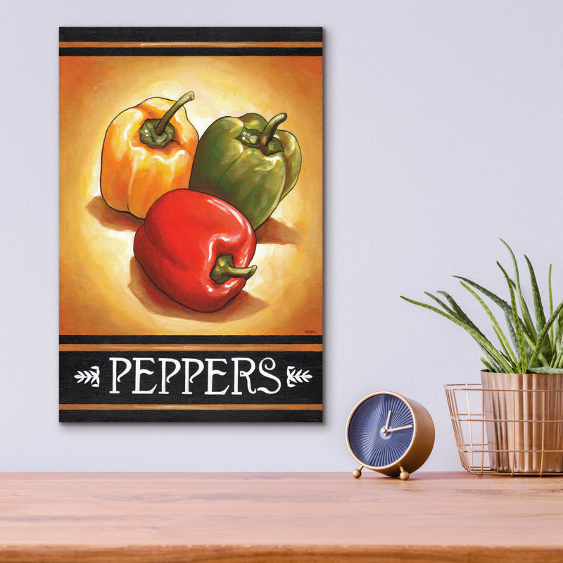 Art mural en verre «Market Sign Peppers» par Cathy Horvath-Buchanan, H 16 po x l 12 po x P 0,13 po