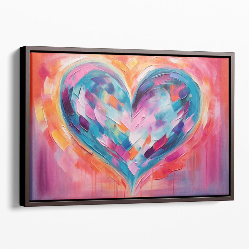 Chromatic Heartbeat Fusion Wall Art, Brown Floater Framed, 16" H  x 24" W x 1.25" D