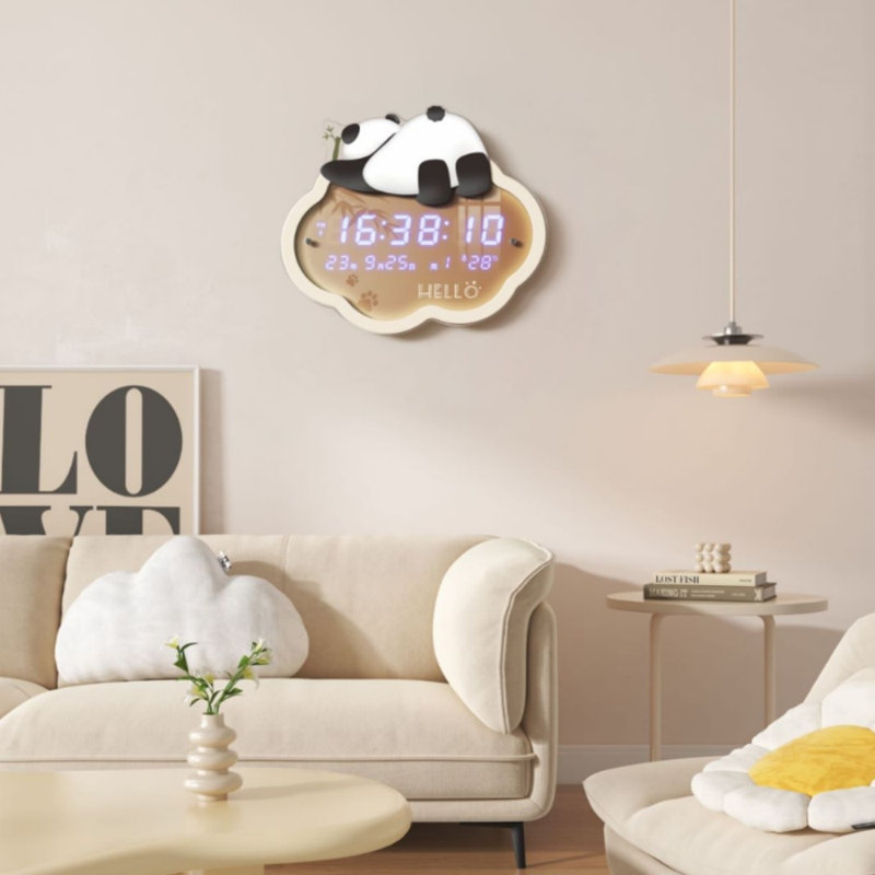 Horloge murale Panda, jolie décoration murale silencieuse, décoration murale créative pour chambre d'enfant, décoration de chambre d'enfant