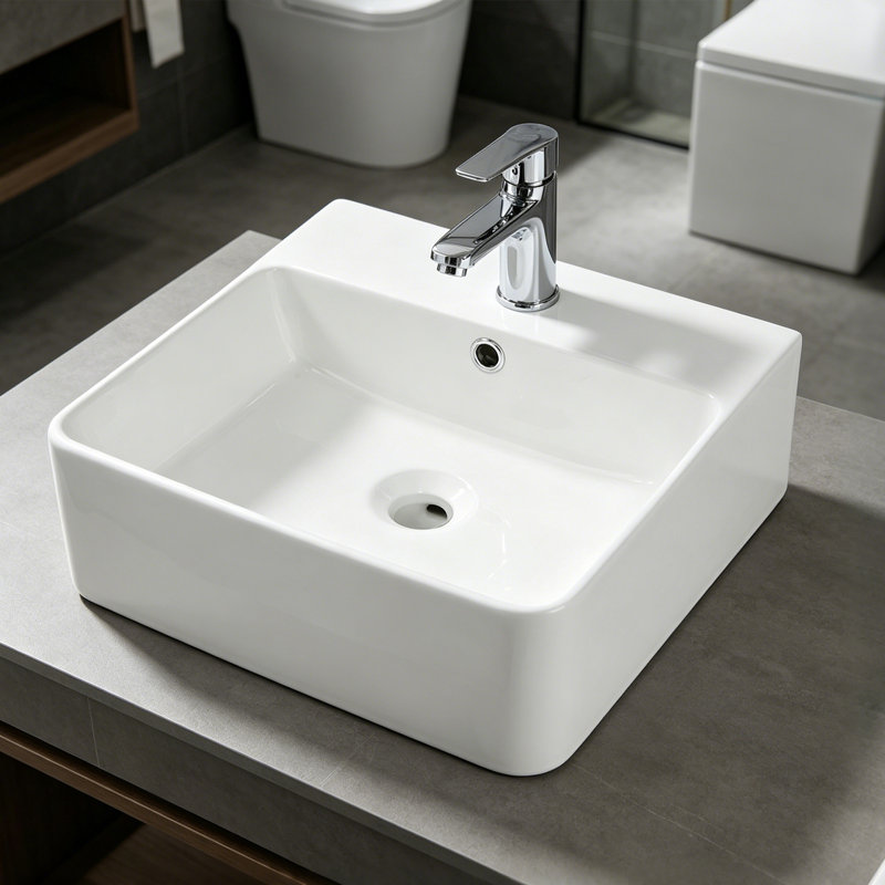 FXSGER Chrome Ceramic Sink, 40*42*15.5cm
