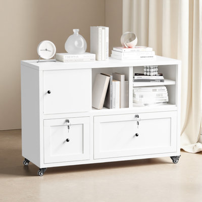 Classeur en métal 28 po avec serrure - classeur à 3 tiroirs pour bureau à domicile, rangement latéral roulant avec ensemble anti-basculement, glissières silencieuses à extension complète