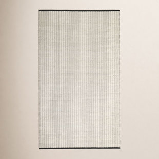 Ribbon Ivory/Black Handwoven Wool Rug