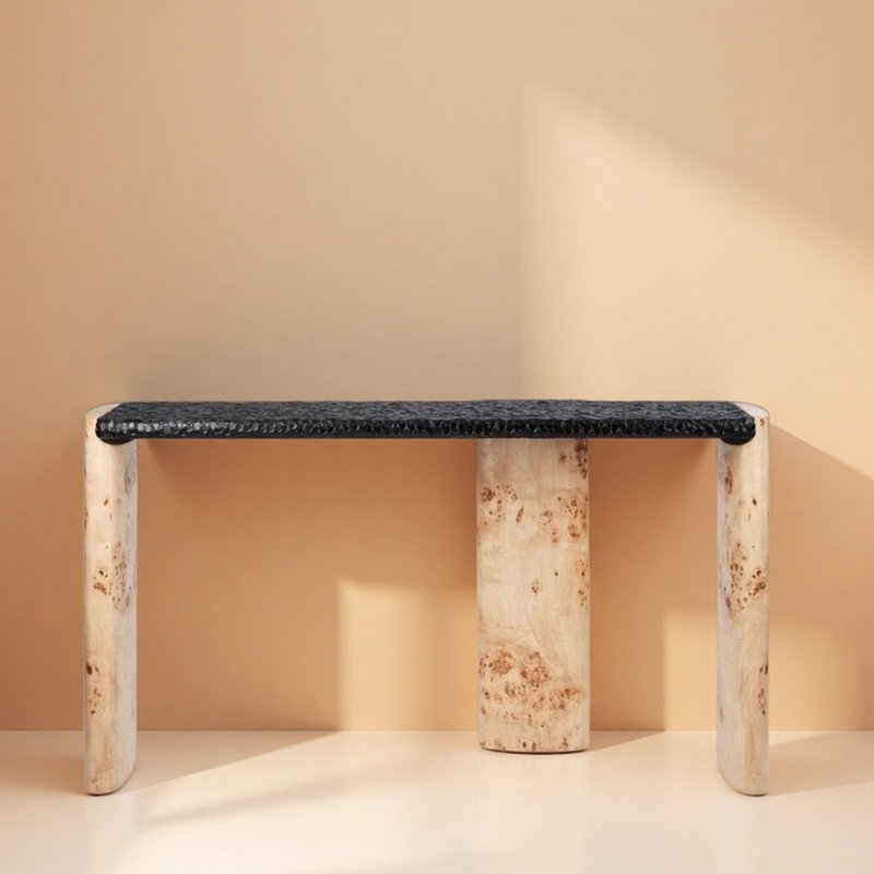 Console en bois massif de style Wabi-Sabi, H 31,5 po x l 63 po x P 15,7 po