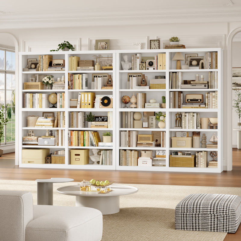 Modern 72.8"H Freestanding 6-Tier Bookcase, 62.9"W 12 Open Compartments Bookshelves  For Your Home Office, Library, Living Room