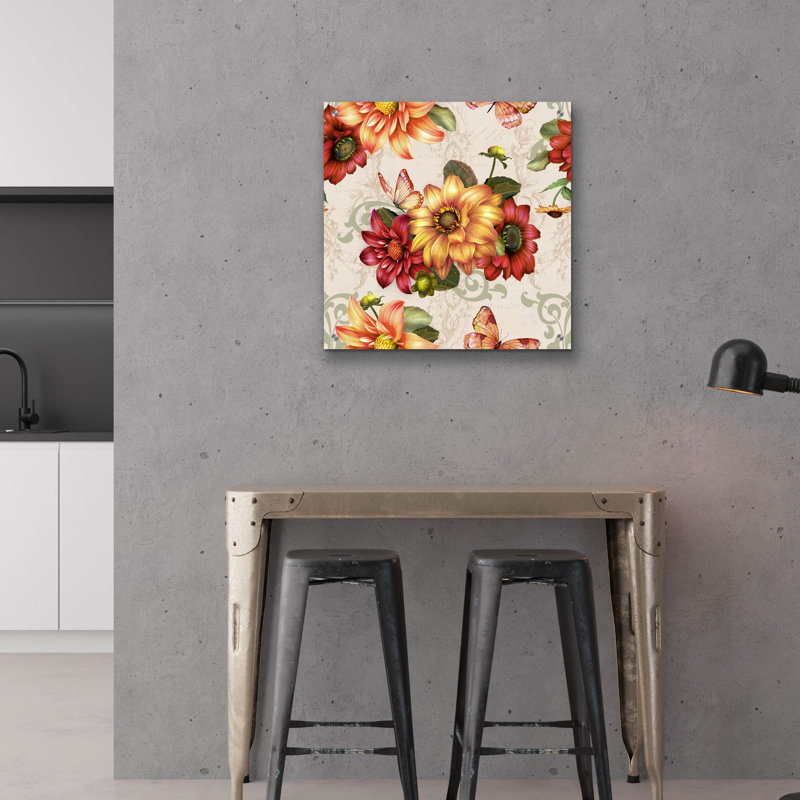 «Autumn Bouquet H» par Jean Plout, art mural en verre acrylique, 24 po x 24 po, 24 po x 24 po