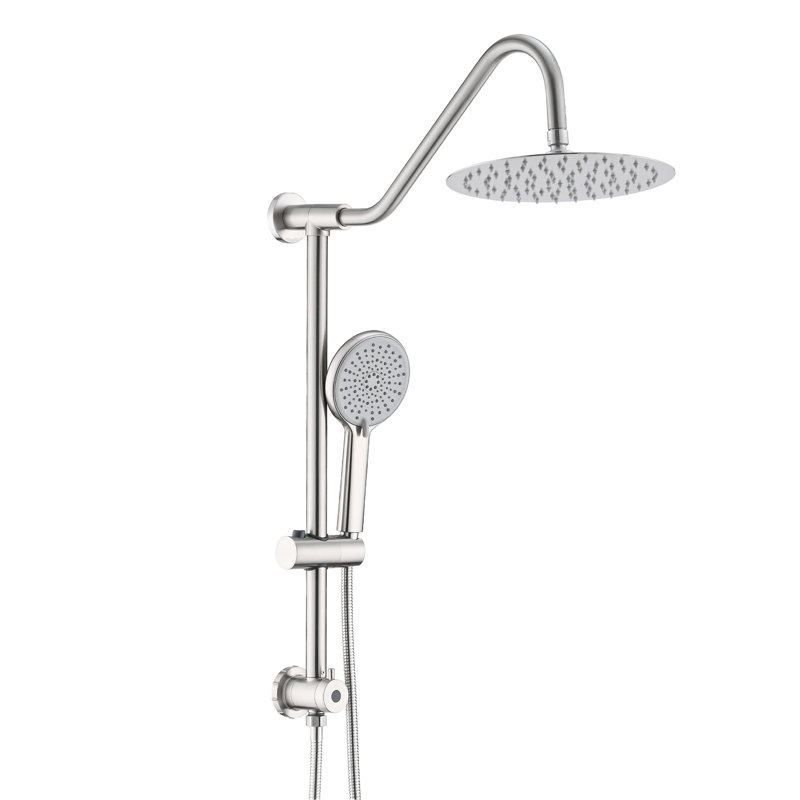 10" Rain Shower Head And Handheld - Corrosion Wear Brushed Nickel Finish System With Complementary Decor High