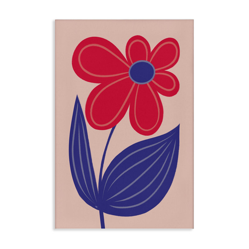 Toile marguerite rouge audacieuse ludique, design par Martina Pavlova, H 45 po x l 30 po