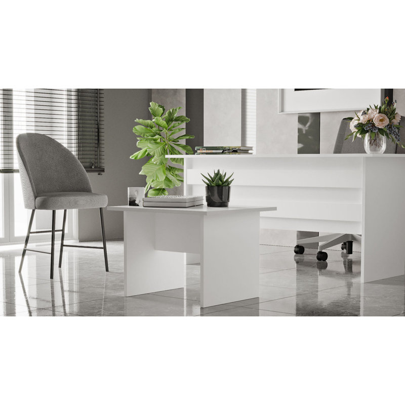 Coffee Table, H 18,22 po x L 23,62 po x l 19,68 po, Blanc, Blanc