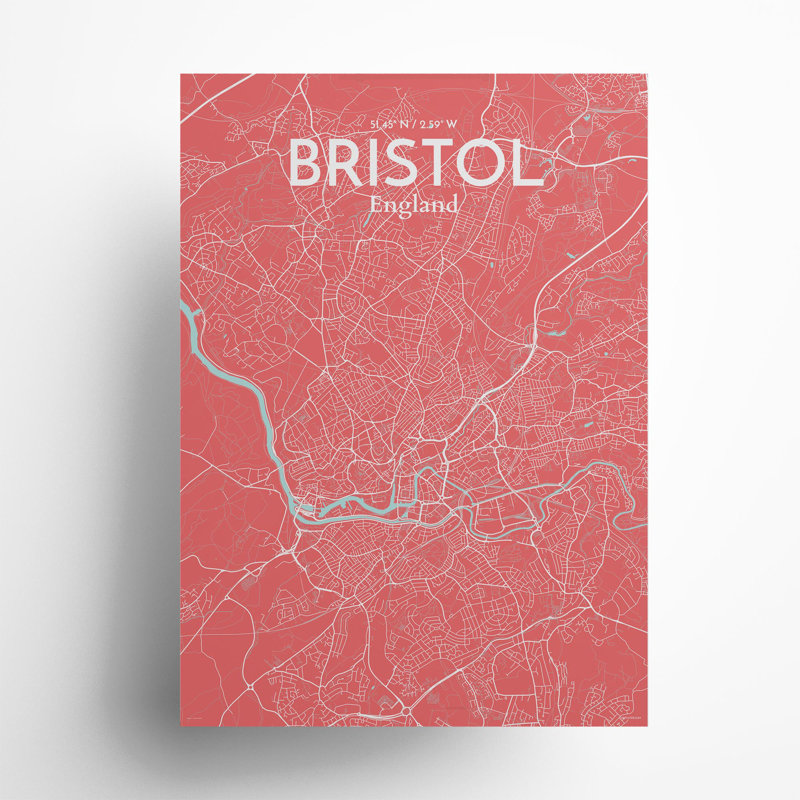 Bristol City Map In Maritime - No Frame Print, 27.6cm H x 19.7cm W x 0.05cm D