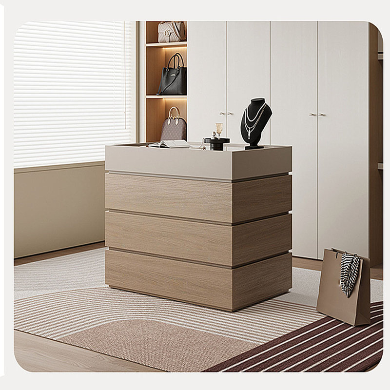 Simple Jewelry Storage Dresser Drawers Cabinet, Brown/Khaki