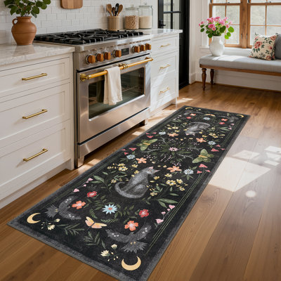 Tapis rétro lavable à la machine avec un envers en caoutchouc pour le salon Tapis de salle à manger antidérapant facile à nettoyer pour la chambre à coucher
