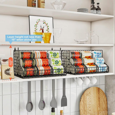 2-in-1 Stackable Can Organizer with Adjustable Dividers – Wall Mount & Cabinet Storage Rack for Pantry, Kitchen, Office