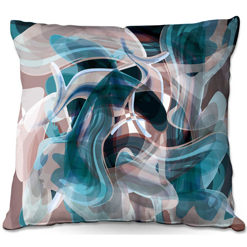 Reversible Throw Pillow, 18" x 18", Blue/Brown