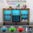 Ermo Wine Bar Cabinet with Led Light, Home Coffee Cabinet with Wine and Glass Rack-335851478