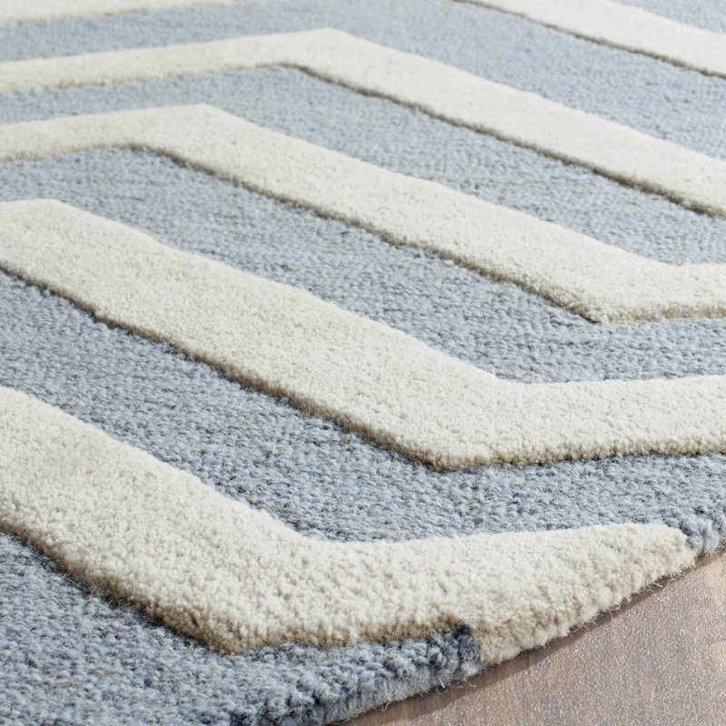 Sanyla Hand Tufted Wool Chevron Rug, Square 6'