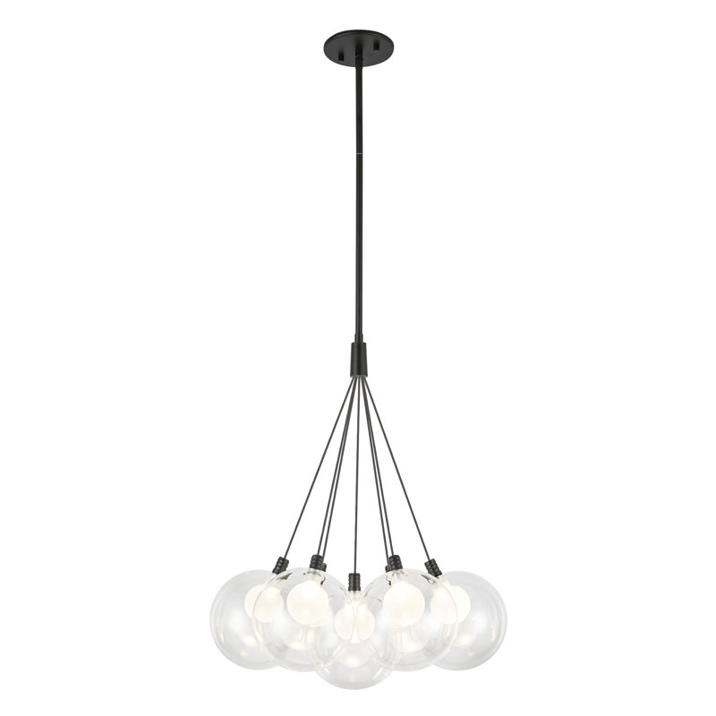 Bolla Steel LED Chandelier, 7, Black, 18" H x 16.5" W x 16.5" D
