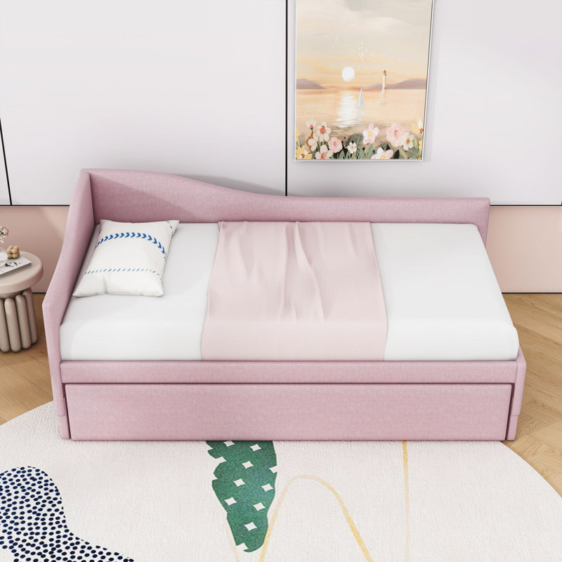 Lit de jour simple rembourré avec couchette, Rose