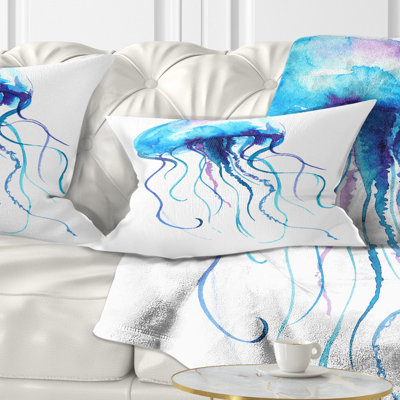 Grande méduse bleu clair - coussin imprimé animal