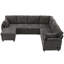 Canapé modulaire de 109,9 po Canapé-lit polyvalent Canapé-lit Canapé-lit en forme de U avec grand espace de rangement, deux porte-gobelets et ports de chargement pour le salon-1609785245