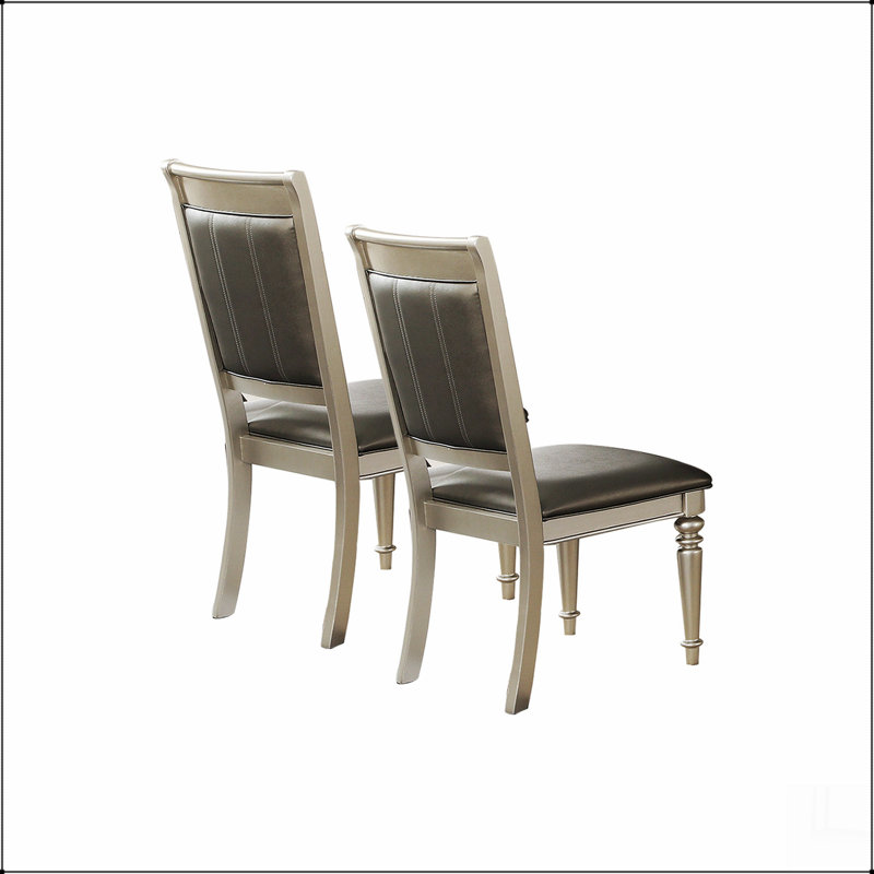 Chaises de salle à manger avec dossier capitonné, argent (ensemble de 2)