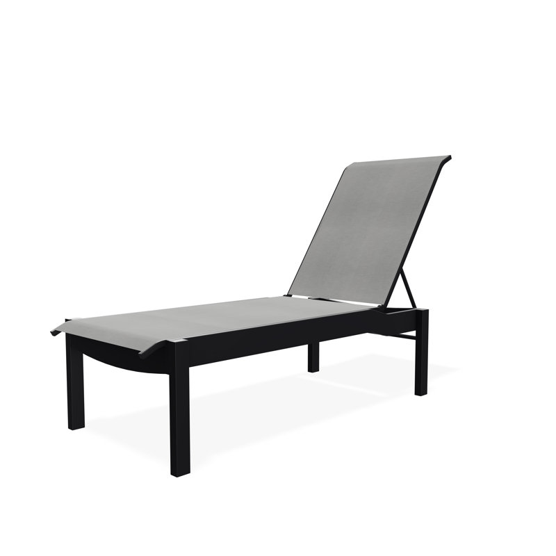 Chaise longue sans accoudoirs empilable en polymère avec accoudoirs Leeward, Alliage Sunbrella®, Noir