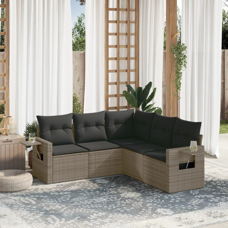 Ensemble de canapé de jardin modulaire en rotin PE 5 pièces Vidaxl