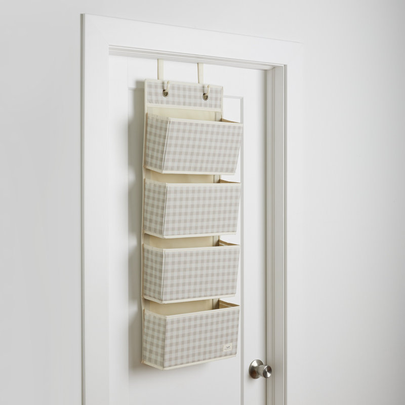 Organisateur de tissu recyclé au-dessus de la porte / beige vichy