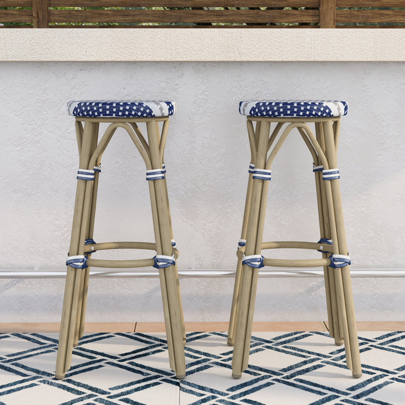 Tabouret de bar Arduino, 30", Blanc / Gris / Bleu marine