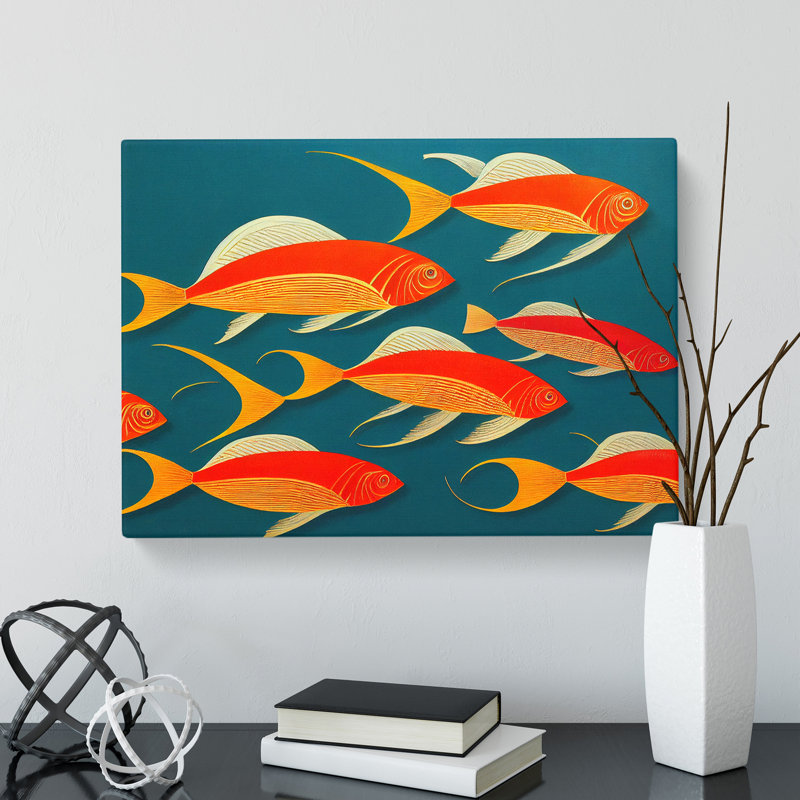 Art Deco Fish - Wrapped Canvas, 50cm H x 76cm W x 3cm D