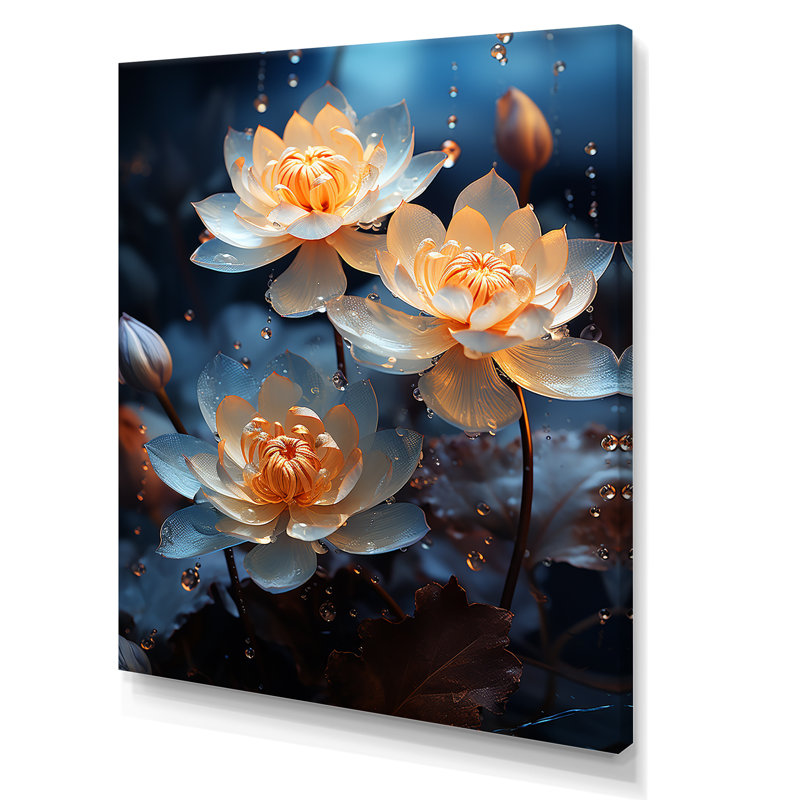 «Beautiful Rainy Lotus Dance II», reproduction sur toile, Toile tendue, H 32 po x l 16 po x P 1 po
