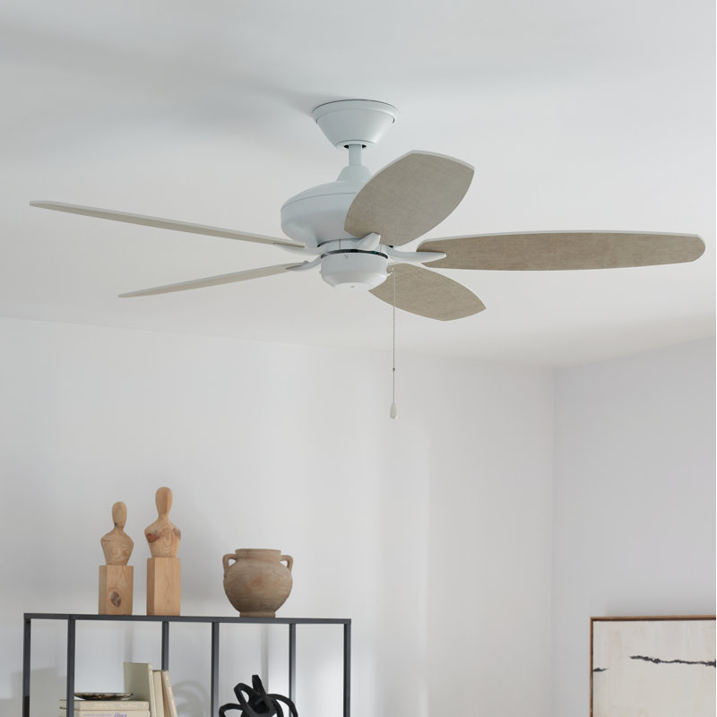 52'' Ceiling Fan, Matte White with Khaki Blade