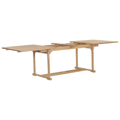 Patio Table, Garden Table With Parasol Hole, Solid Wood, 70.9''-110.2''X39.4''X29.5''